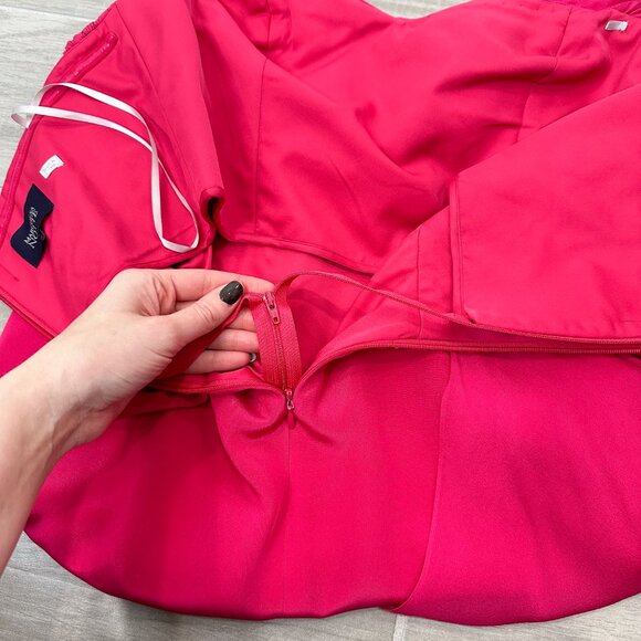 Marchesa Notte Strapless Asymmetrical Silk Chiffon Dress in Fuchsia Pink Size 10 - Picture 7 of 17